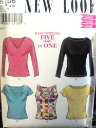 6106 NEW LOOK 5 STRETCH KNIT TOPS SLEEVES OR NOT PATTERN 8-18